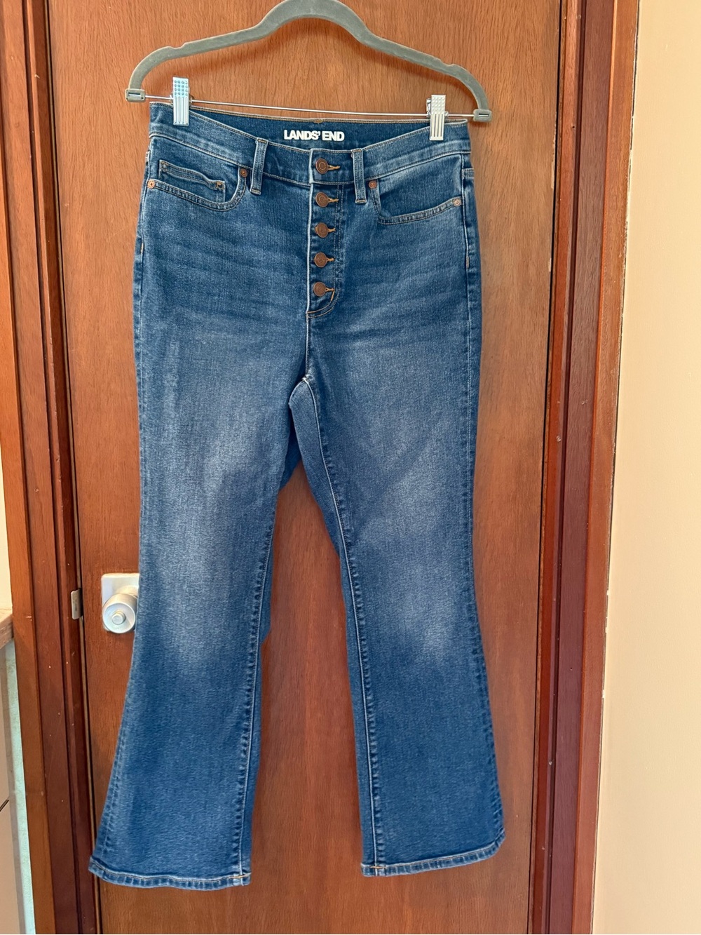 Lands' End Women's High-Rise Button-Fly Blue Jeans size 6